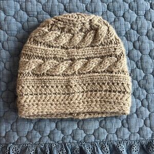 L.L. Bean Tan Cable Knit Beanie